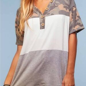 3/$10 Haptics Camouflage Button-Accent Tee